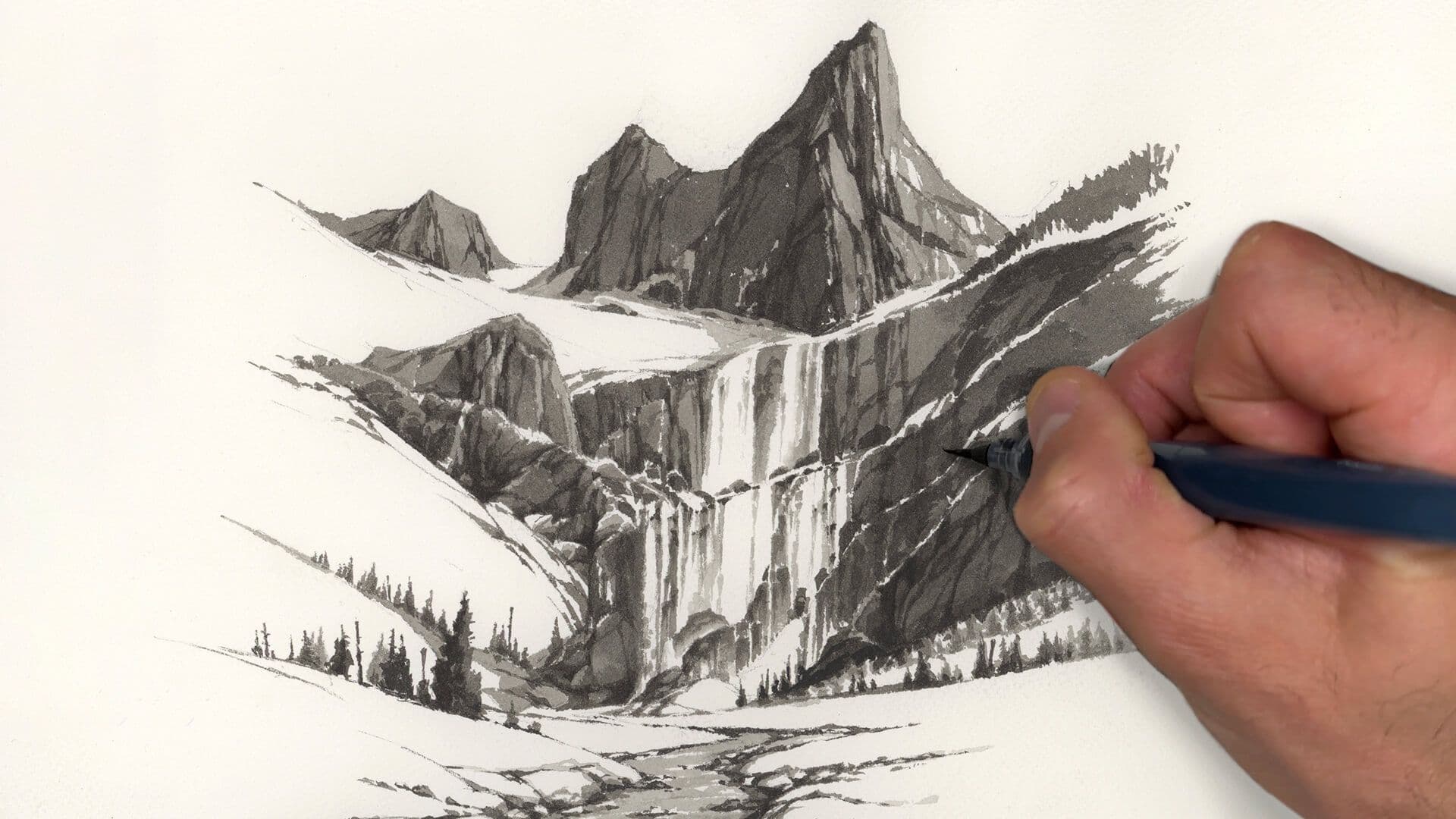 Ink Sketching: Landscapes background